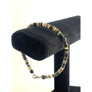 Native Heishi Shell Bracelet Beautiful Brown Amber Tones W/ 925 Silver  Vintage